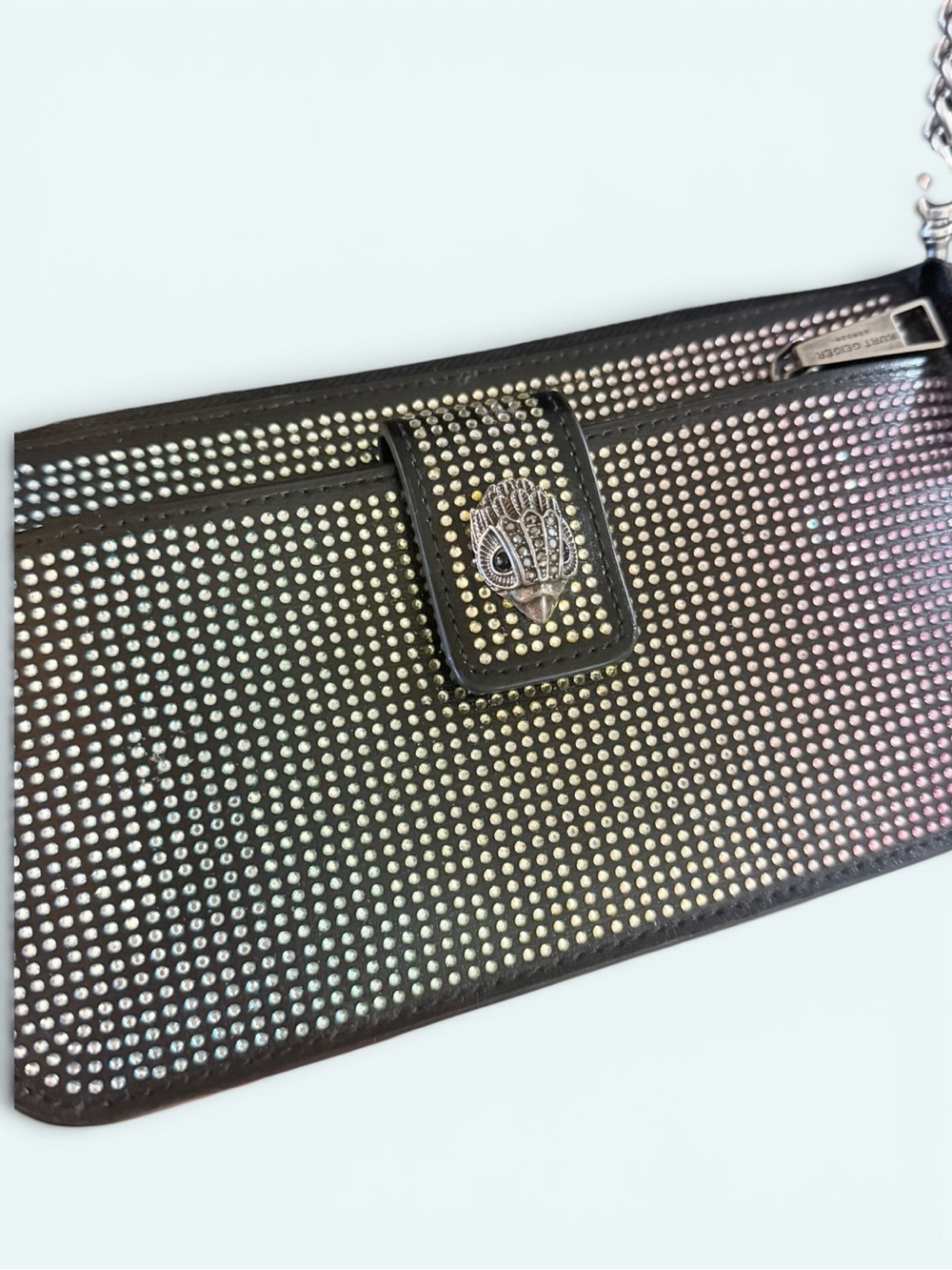 Kurt Geiger RARE Shoreditch Black Ombre Studded Crossbody with Silver Chain - Picture 6 of 14